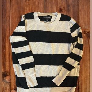 Banana Republic Women's Sweater in Black and Cream Stripes